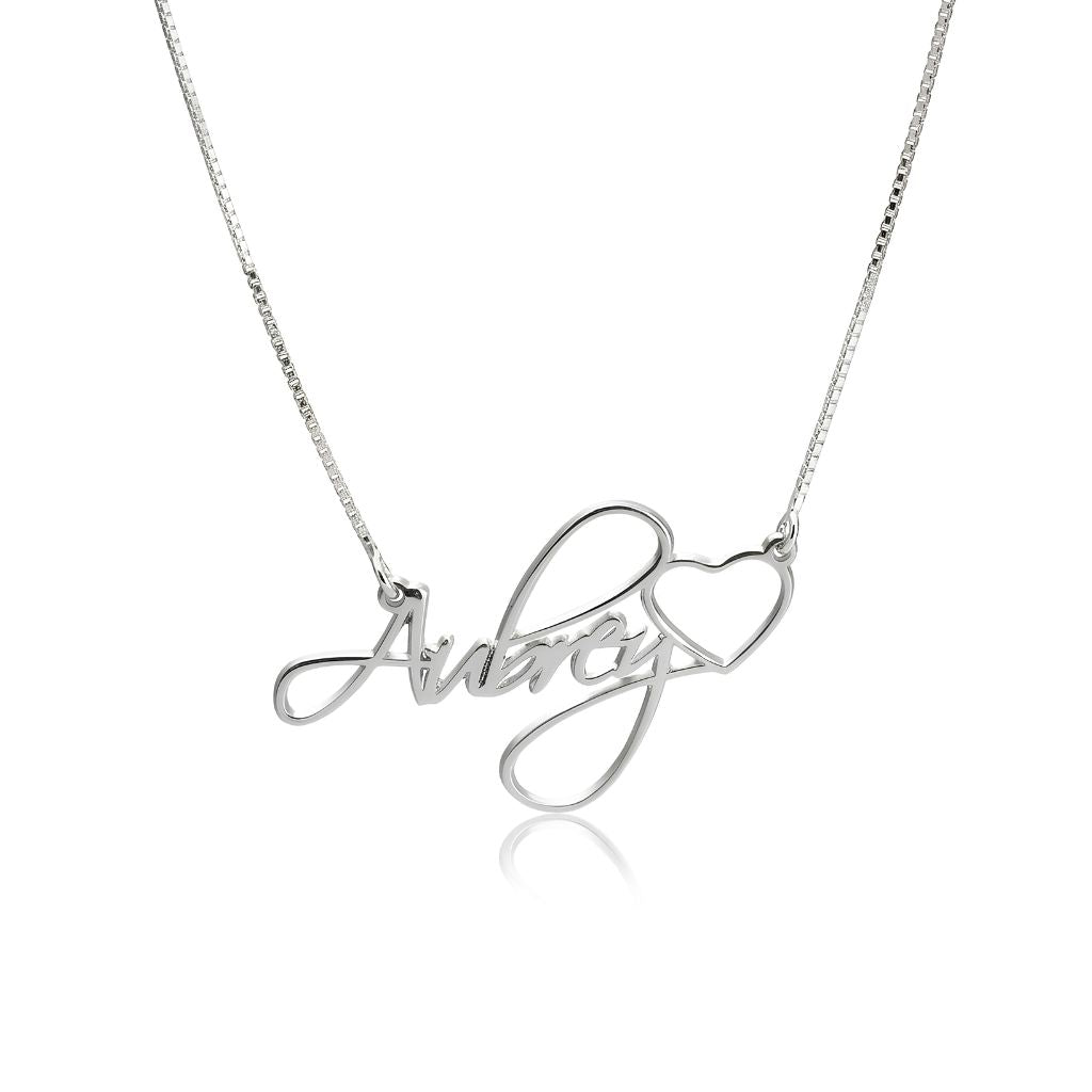 Delicate Engraved Heart Name Necklace