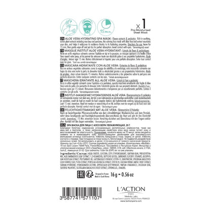 Back of a sheet mask packaging with text and branding