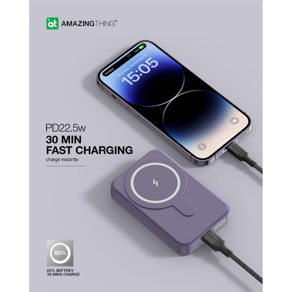 At Thunder Pro Mag Pd 10000 mAh Power Bank With Holder