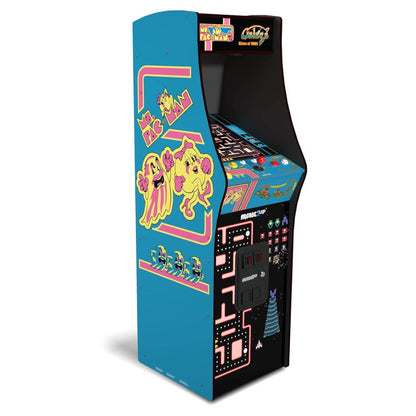 Arcade machine with colorful design on a white background