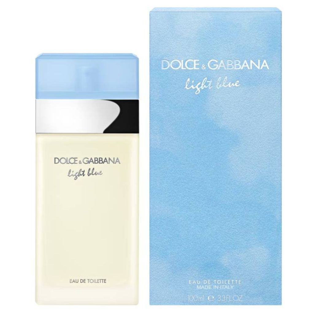 Dolce & Gabbana Light Blue perfume bottle and packaging on a white background