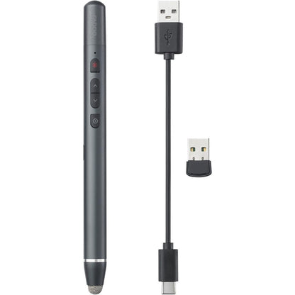Electronic pen with USB cable and receiver on a white background