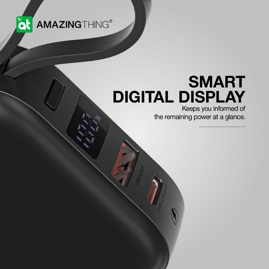 At Thunder Go 10000 mAh Power Bank With Built-In 2 Usb-C Cables