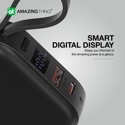 At Thunder Go 10000 mAh Power Bank With Built-In 2 Usb-C Cables