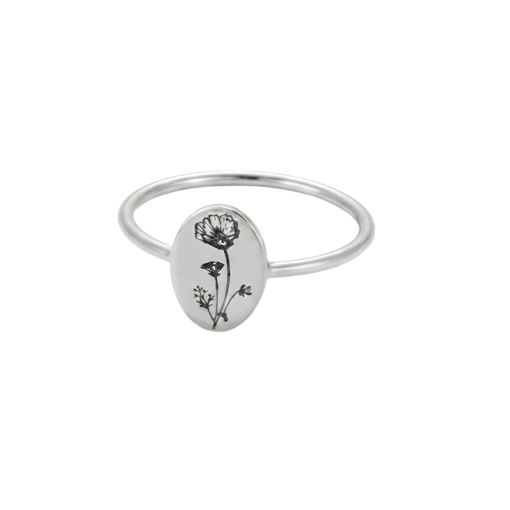 Birth Flower Signet Ring