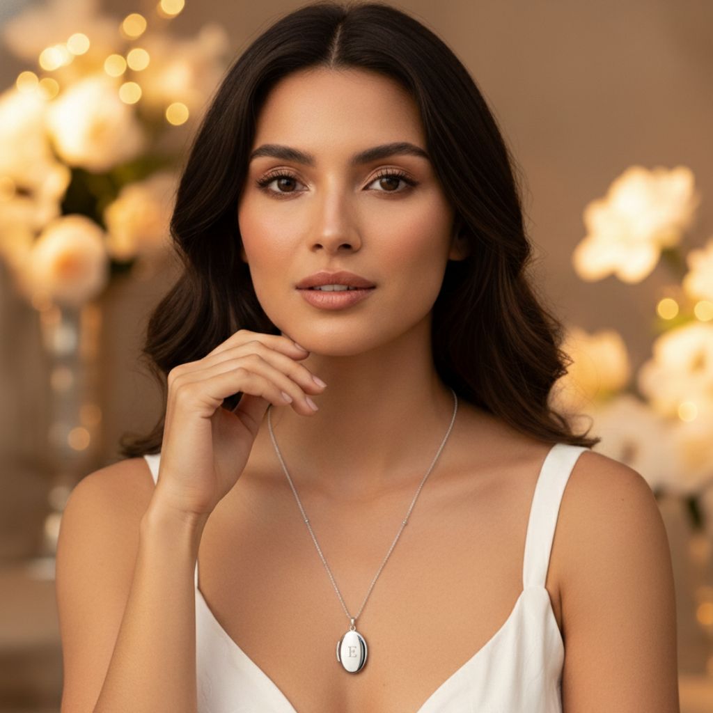 Elegant Oval Initial Pendant Necklace