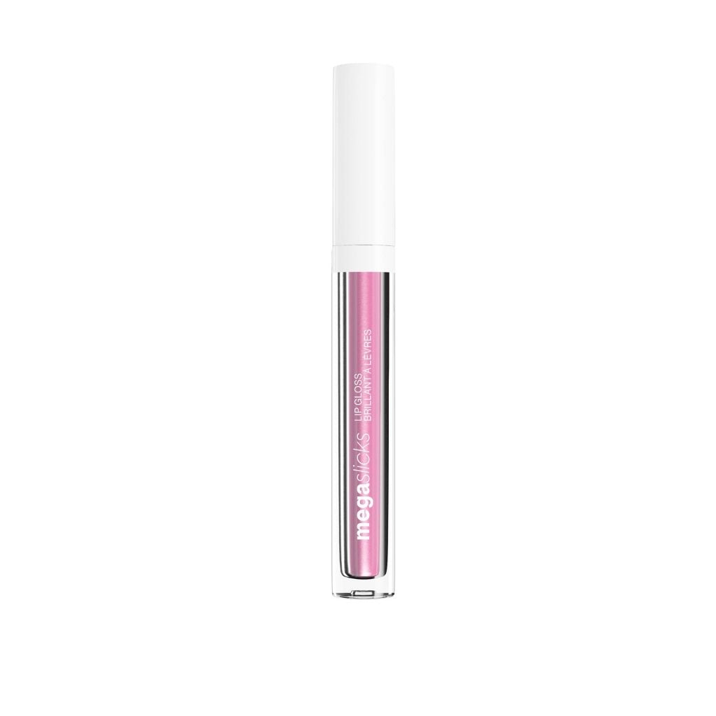 Lip gloss with a white cap and pink body on a white background