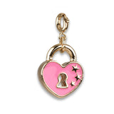 Gold Glitter Heart Lock Charm