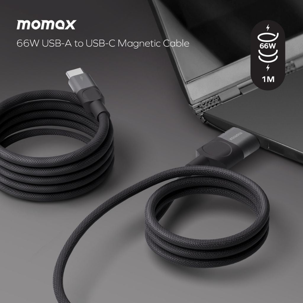 Momax Mag Link 66W USB-A To USB-C Magnetic Cable 1M