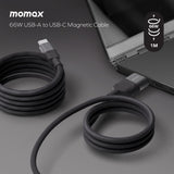 Momax Mag Link 66W USB-A To USB-C Magnetic Cable 1M