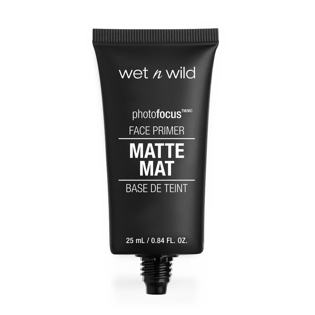 Black tube of wet n wild photo focus face primer on a white background
