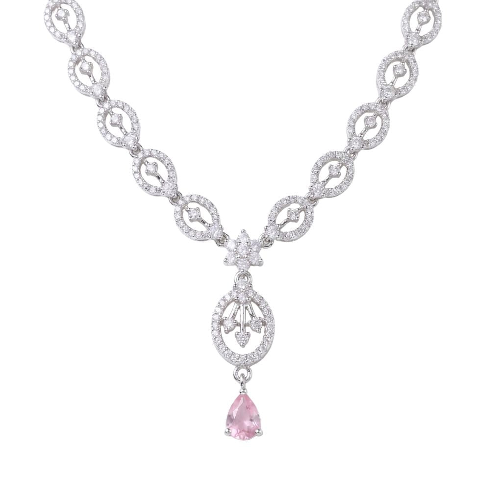 Blush Petal Necklace And Earrings Set