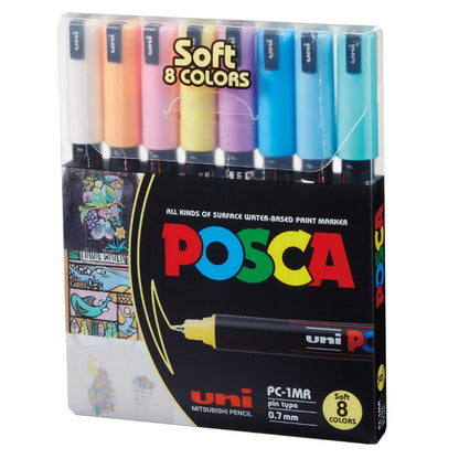 Pack of Posca paint markers with colorful caps on a white background