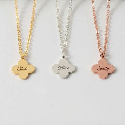 Clover Engraved Name Necklace