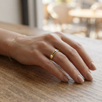 Engraved Thin Band Ring