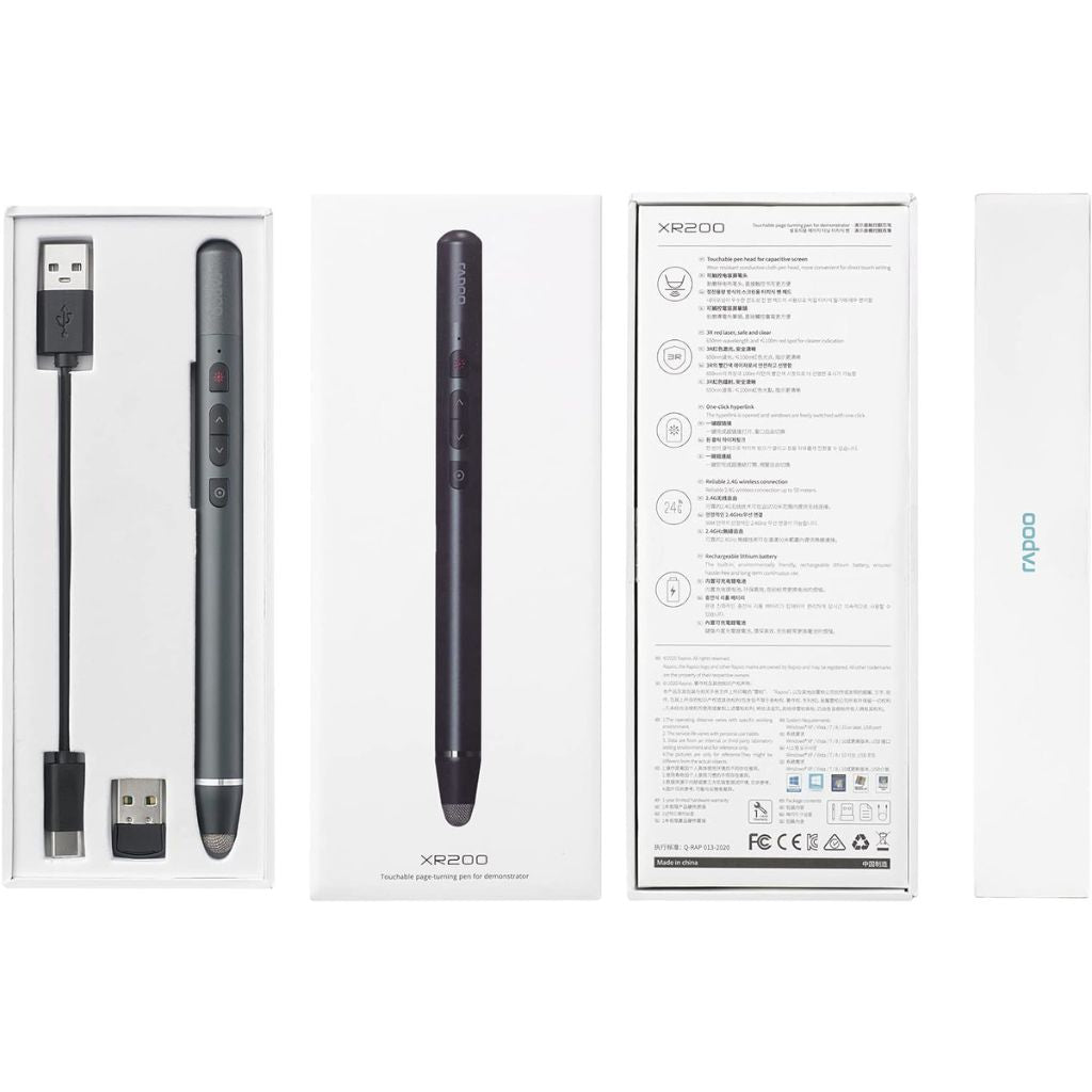 Electronic pen with USB cable in packaging on a white background