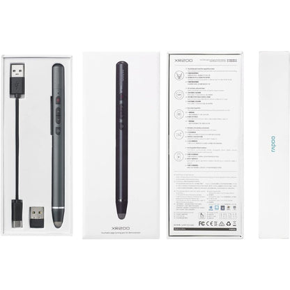 Electronic pen with USB cable in packaging on a white background