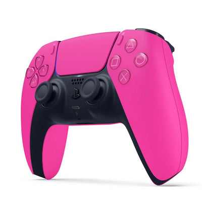 Pink gaming controller with black accents on a white background
