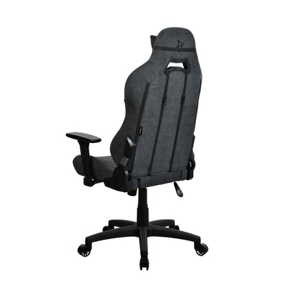 Black office chair with adjustable armrests on a white background