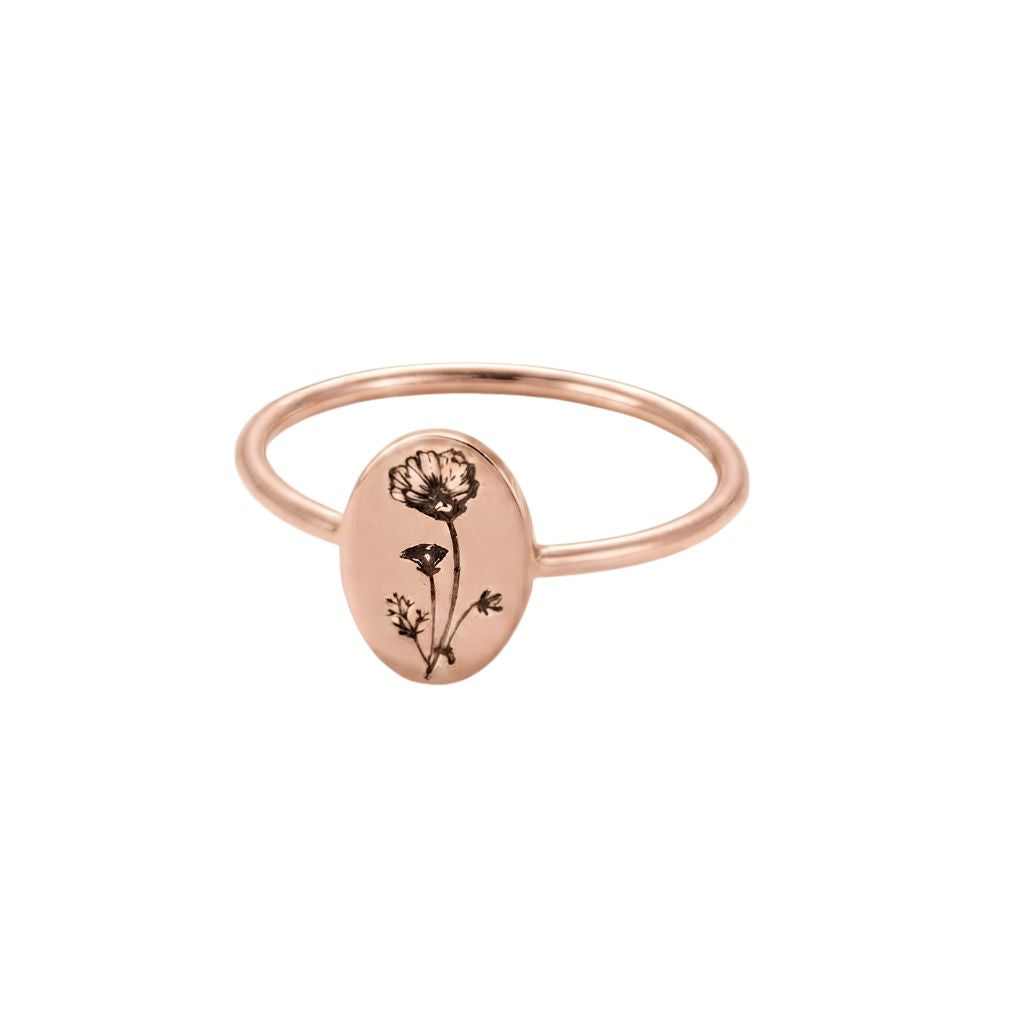 Birth Flower Signet Ring