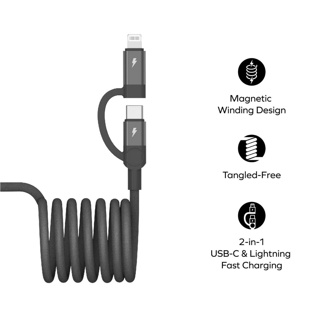 Momax Mag Link 60W USB-C To C & Lightning Magnetic Cable 1M