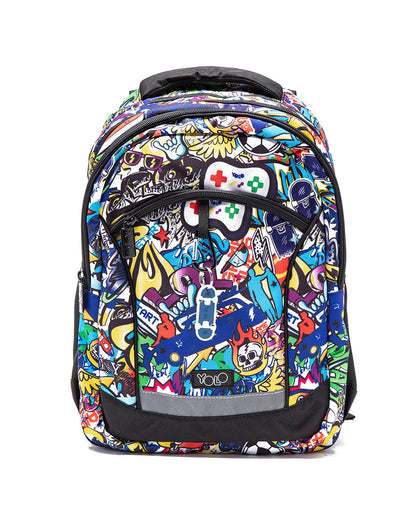Yolo Duo Backpack for Him & Her with Graffiti & Tie Dye Designs