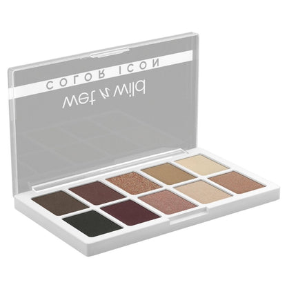 Makeup palette with various shades of eyeshadow on a white background