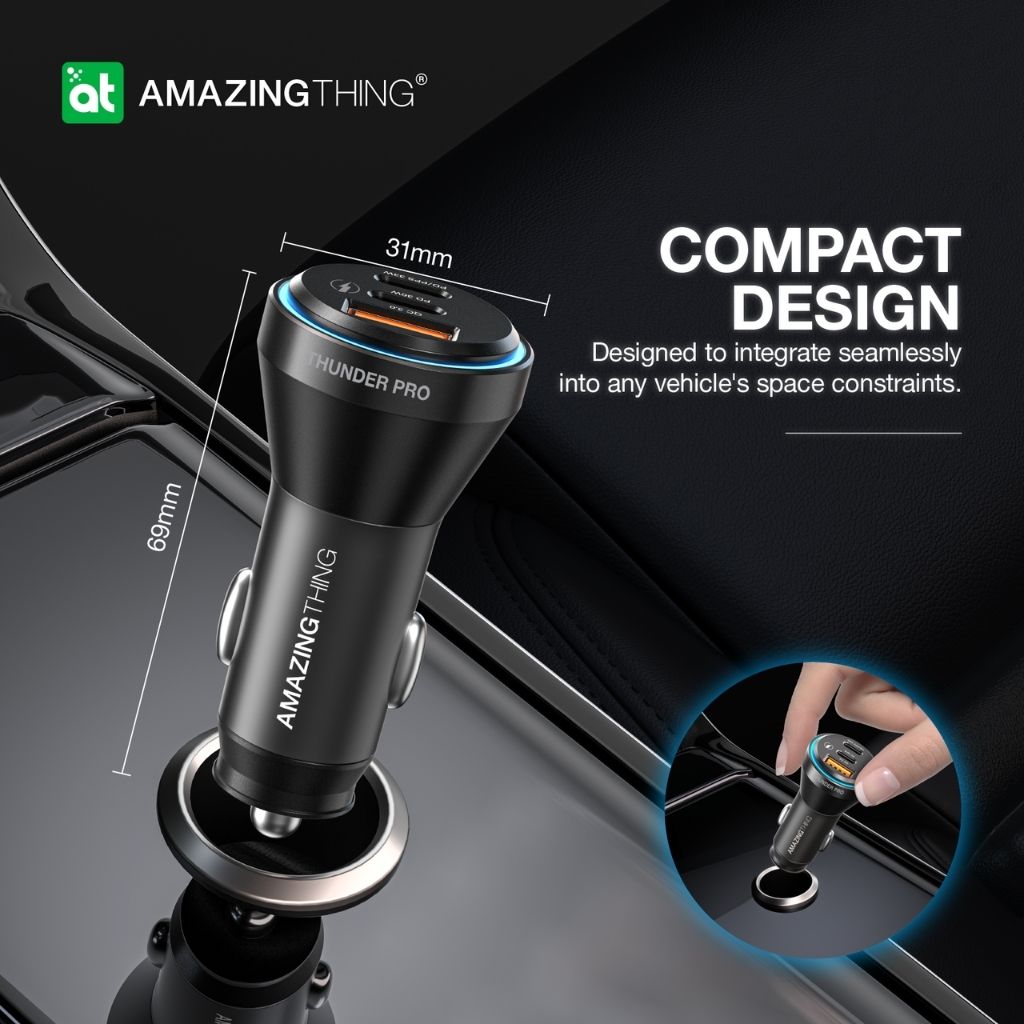 At Flexi Power Max Pd 63W 3 Port Car Charger
