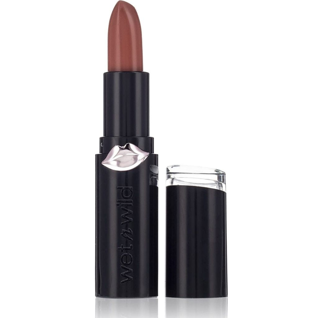 Lipstick with black casing and visible brand name on a white background
