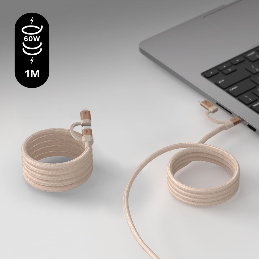 Momax Mag Link 60W USB-C To C & Lightning Magnetic Cable 1M