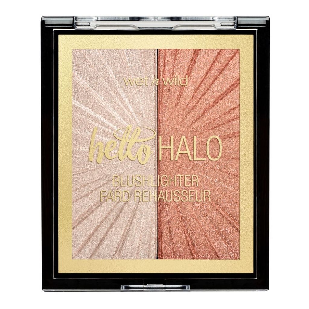 Wet n Wild 'hello HALO' blushlighter packaging with two shades on a white background