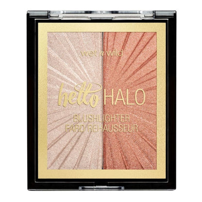 Wet n Wild 'hello HALO' blushlighter packaging with two shades on a white background