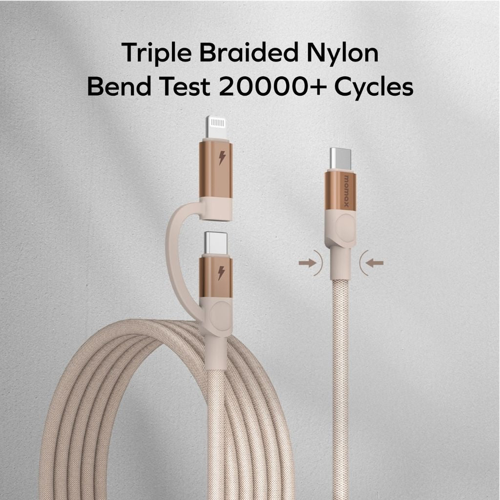 Momax Mag Link 60W USB-C To C & Lightning Magnetic Cable 1M