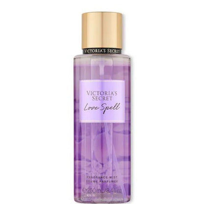 Victoria's Secret Love Spell fragrance mist bottle on a white background