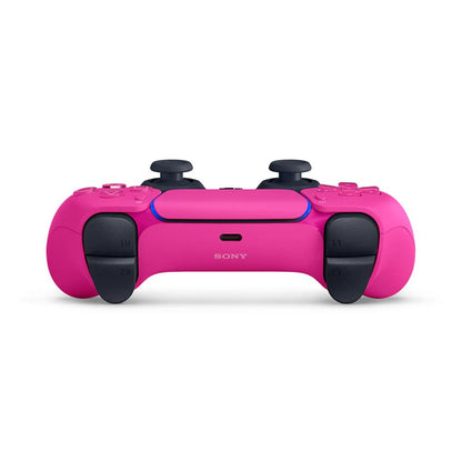Pink gaming controller with black accents on a white background
