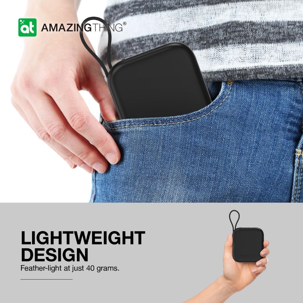 At Thunder Go 10000 mAh Power Bank With Built-In 2 Usb-C Cables