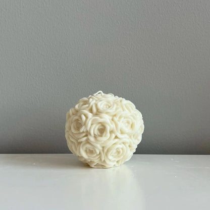 White floral sphere on a gray background
