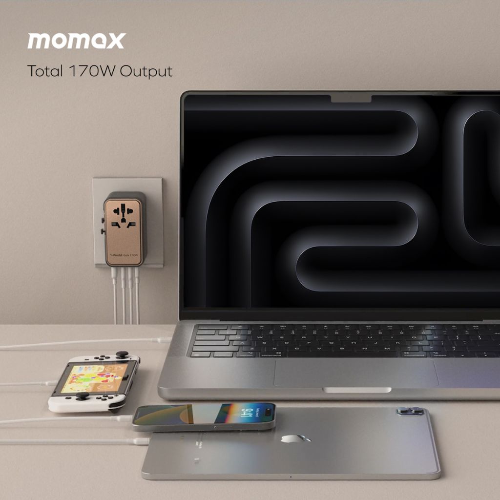 Momax 1-World 170W GaN 4-Port Travel Adaptor