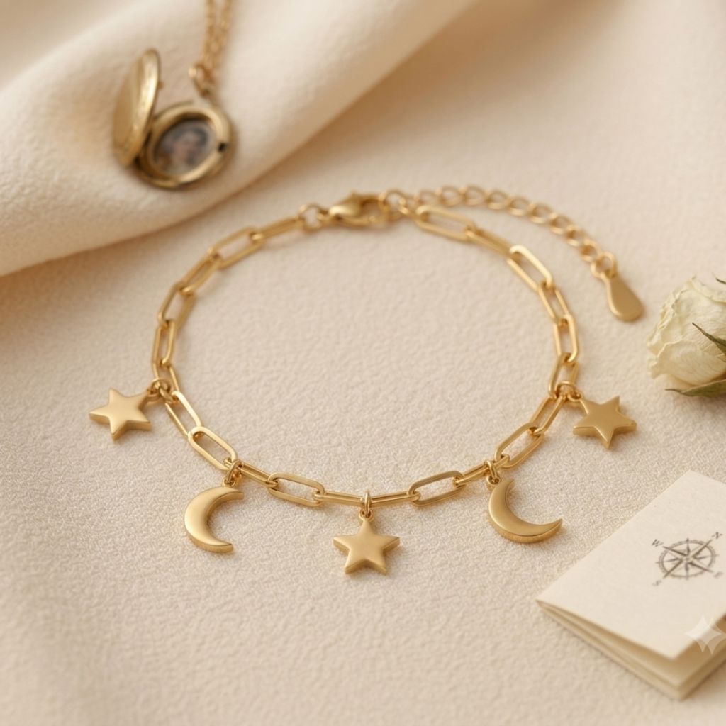 Celestial Moon and Stars Bracelet