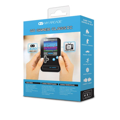 My Arcade Go Gamer Classic handheld gaming device packaging on a white background