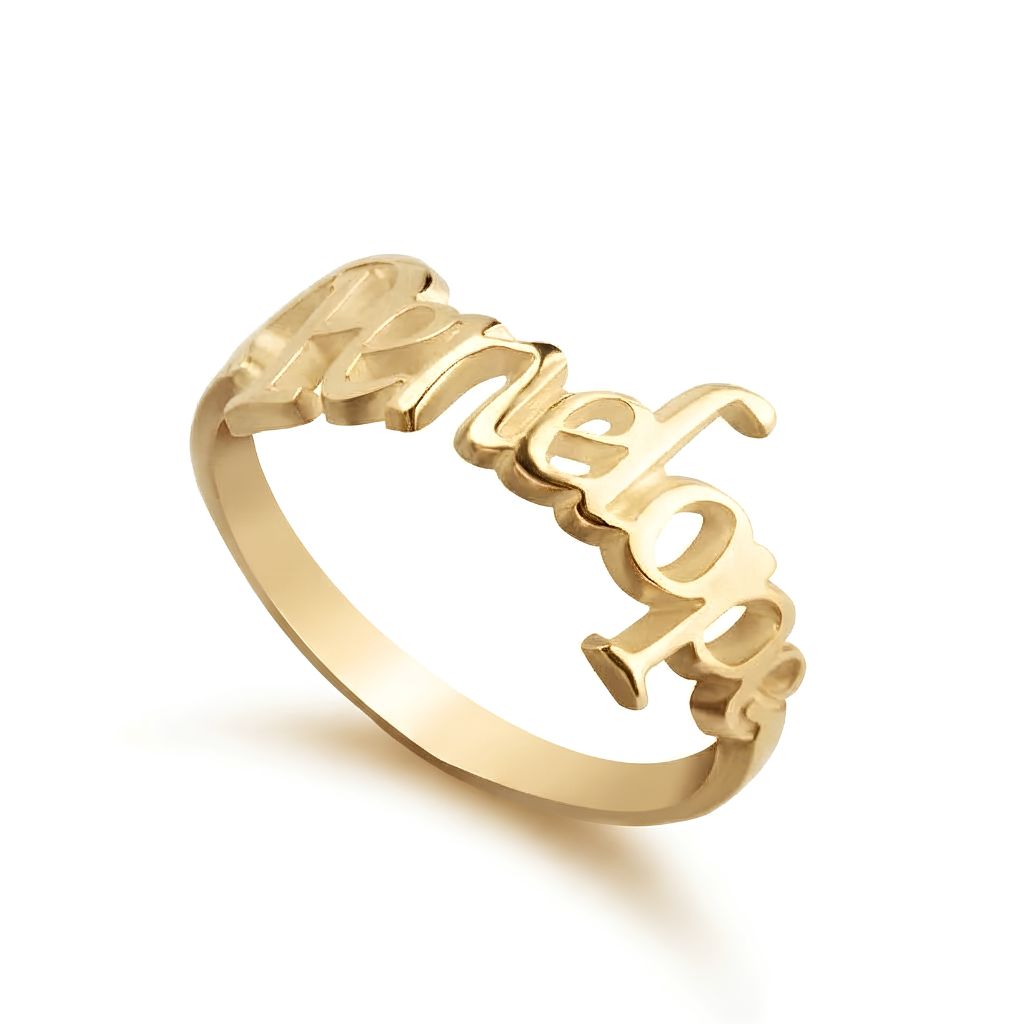 Stylish Font Single Name Ring