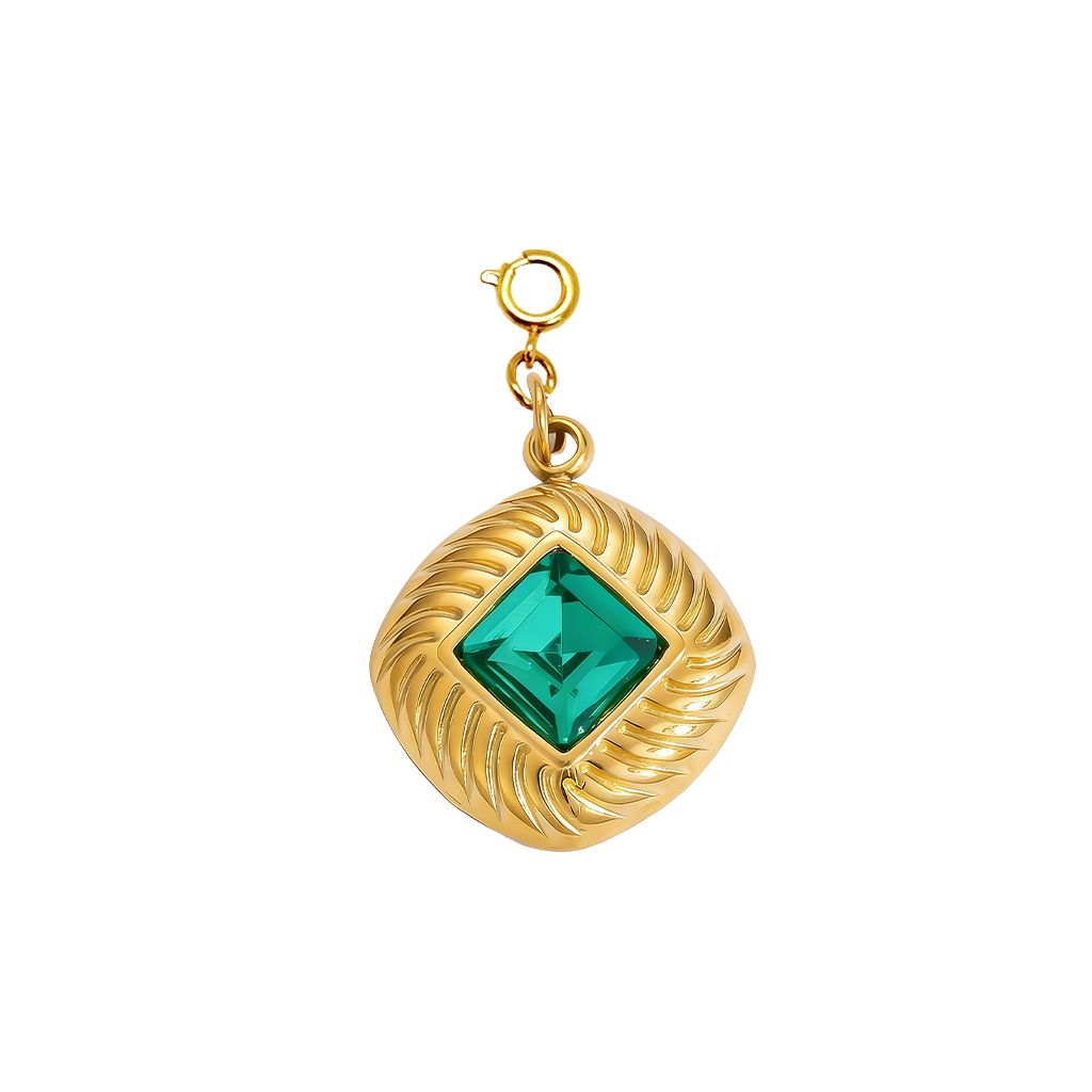 Classic Gold Emerald Charm