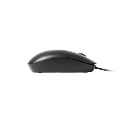 Black computer mouse on a white background