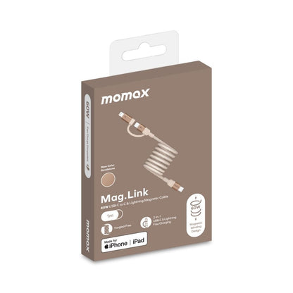 Momax Mag Link 60W USB-C To C & Lightning Magnetic Cable 1M