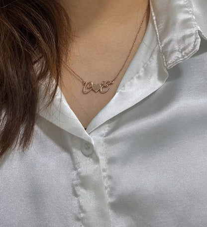Custom Initials With Heart Necklace