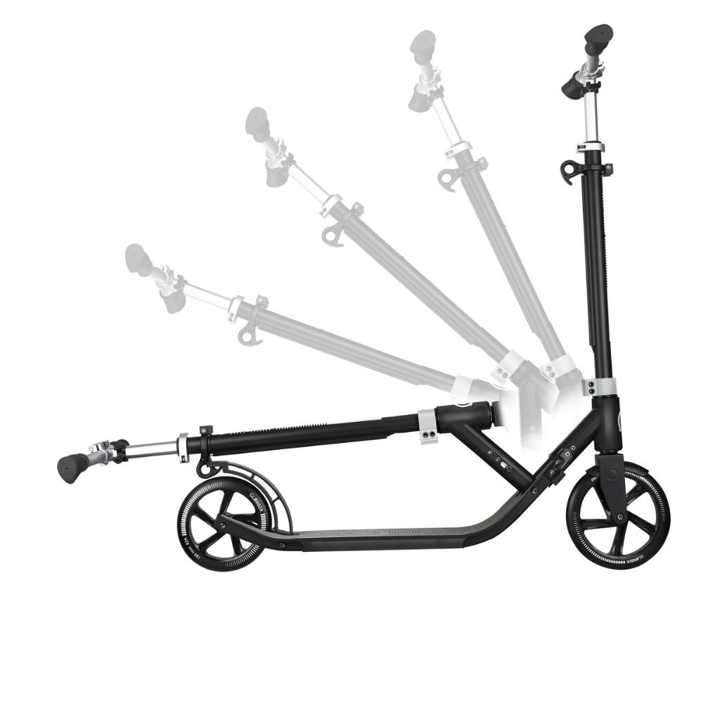 One NL 205-180 Duo: Adjustable 1-Second Folding Scooter for Adults - Lead Grey
