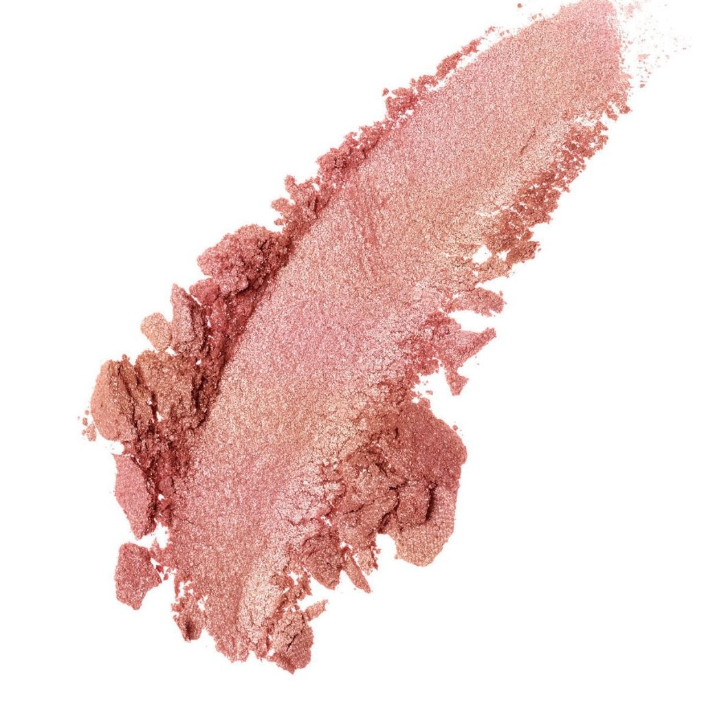 Pink makeup swatch on a white background