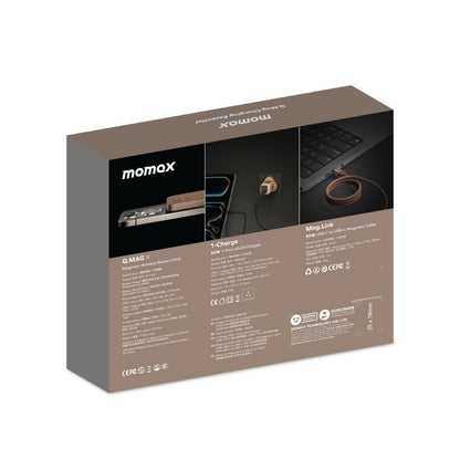 Momax 1-Charge GaN 30W Charger + 60W USB-C Magnetic Cable (1M) + 5000mAh Magnetic Wireless Power Bank Combo