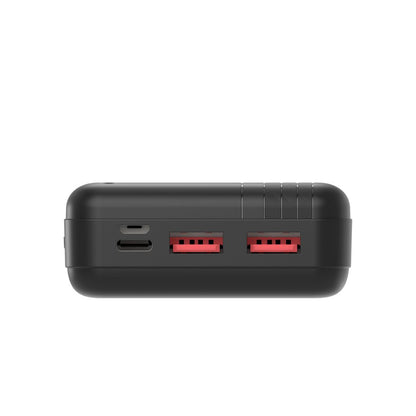 Black electronic device with multiple ports on a white background