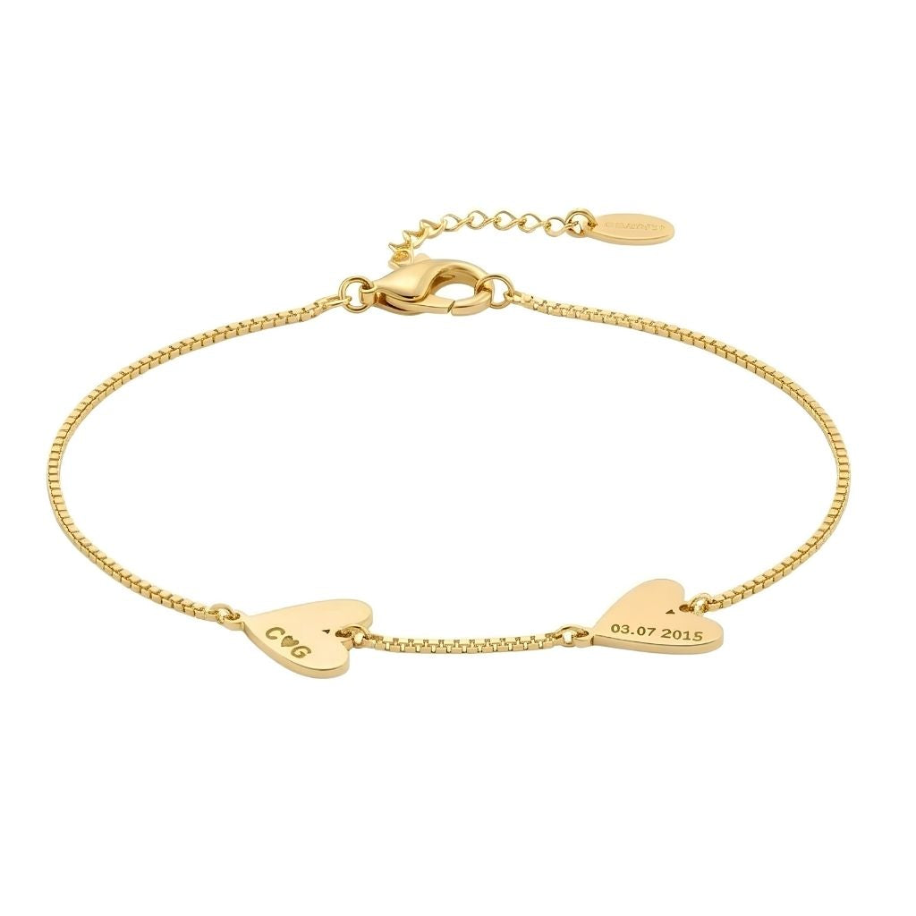 Personalised Twin Heart Name & Date Bracelet
